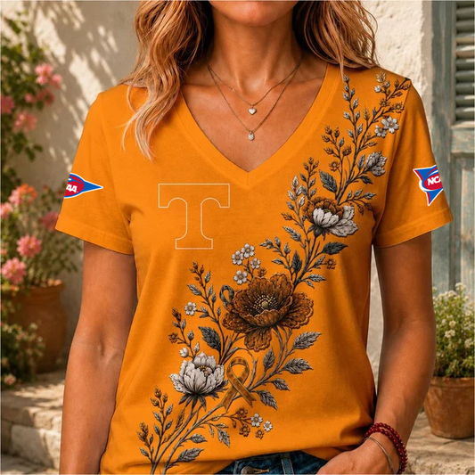 ELITE EDITION - NEW CUSTOMIZED NCAA FBS01 TNV TENNESSEE VOLUNTEERS V-NECK FEMALE SHIRT