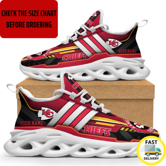 EXCLUSIVE EDITION - NEW CUSTOMIZED NFL01 KCC KANSAS CITY CHIEFS MAX SOUL SHOES