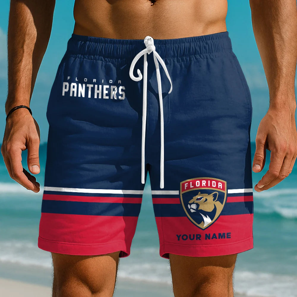 EXCLUSIVE EDITION - NEW CUSTOMIZED NHL01 FPT FLORIDA PANTHERS SHORT PANTS