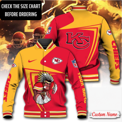 EXCLUSIVE EDITION - NEW CUSTOMIZED NFL01 KCC KANSAS CITY CHIEFS SATIN VARSITY & BASEBALL JACKET