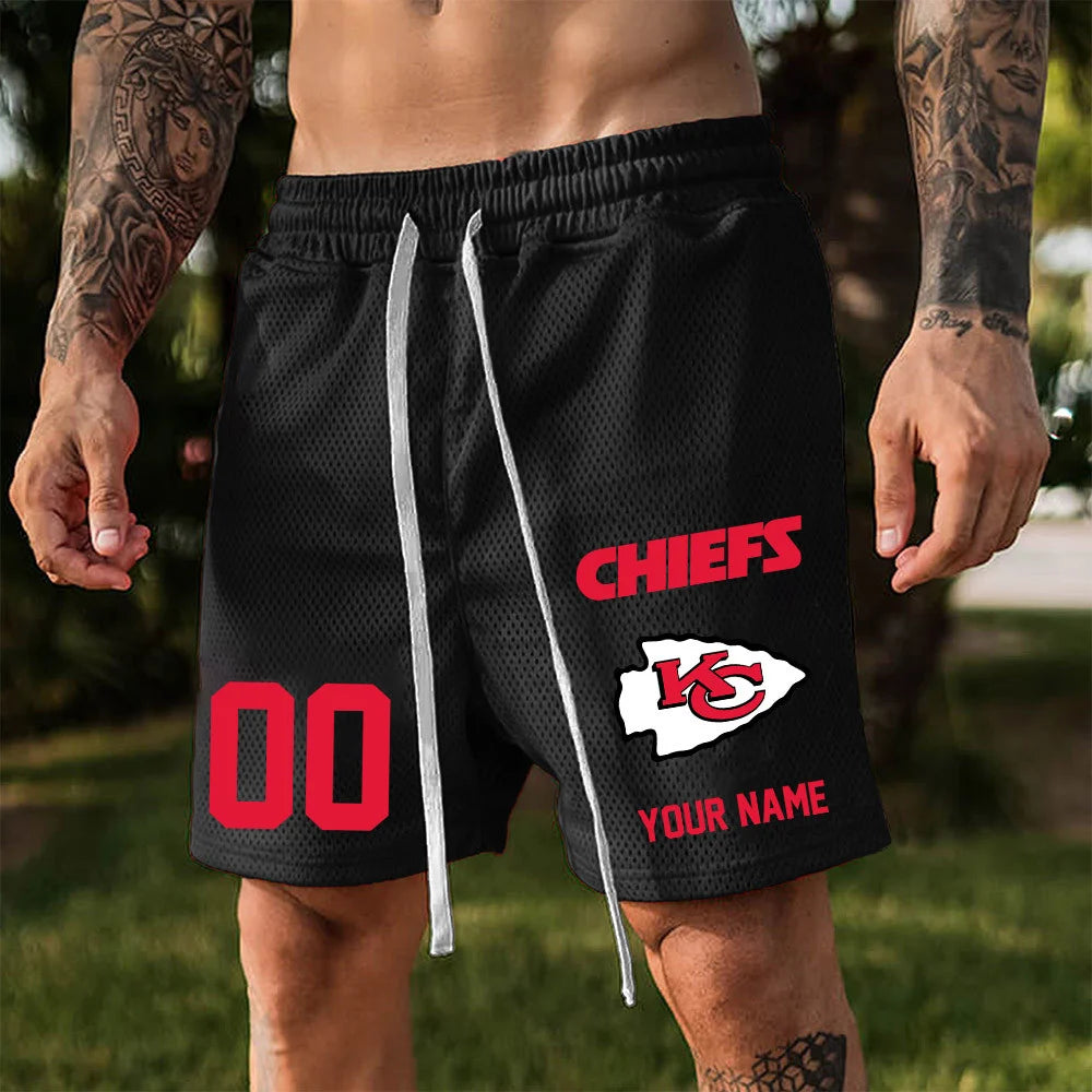 ELITE EDITION - NEW CUSTOMIZED NFL01 KCC KANSAS CITY CHIEFS SHORT PANTS