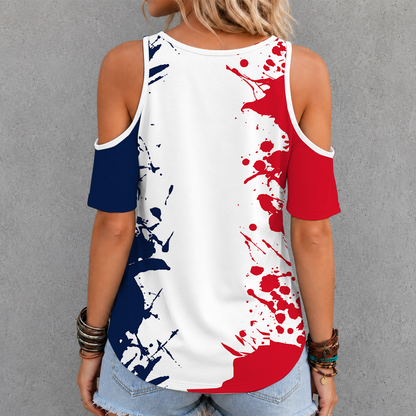 [FAN EXCLUSIVE] NEW CUSTOMIZED CFL01 MTL MONTREAL ALOUETTES STRAPPY CRISS CROSS V-NECK TOP