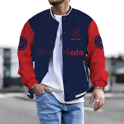 [FAN EXCLUSIVE] NEW CUSTOMIZED CFL01 MTL MONTREAL ALOUETTES BASEBALL JACKET & SATIN VARSITY JACKET