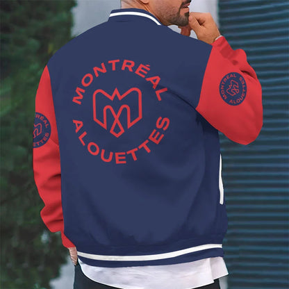 [FAN EXCLUSIVE] NEW CUSTOMIZED CFL01 MTL MONTREAL ALOUETTES BASEBALL JACKET & SATIN VARSITY JACKET