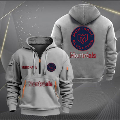 [FAN EXCLUSIVE] NEW CUSTOMIZED CFL01 MTL MONTREAL ALOUETTES MUTICOLOR QUARTER ZIP HOODIE
