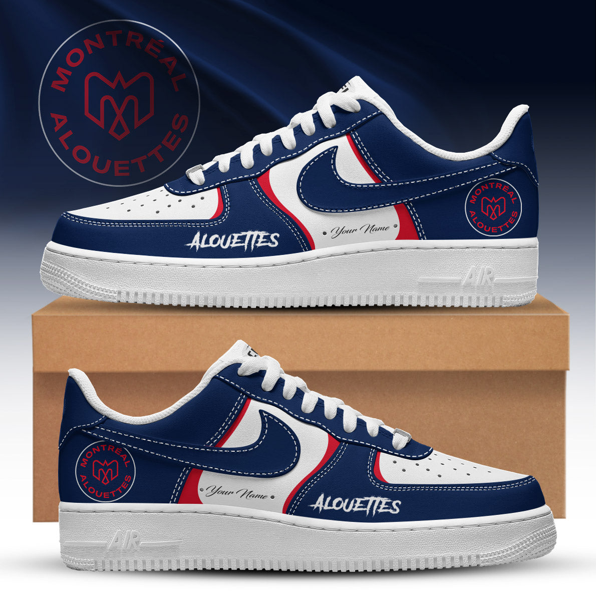 [FAN EXCLUSIVE] NEW CUSTOMIZED CFL01 MTL MONTREAL ALOUETTES AF1 SHOES