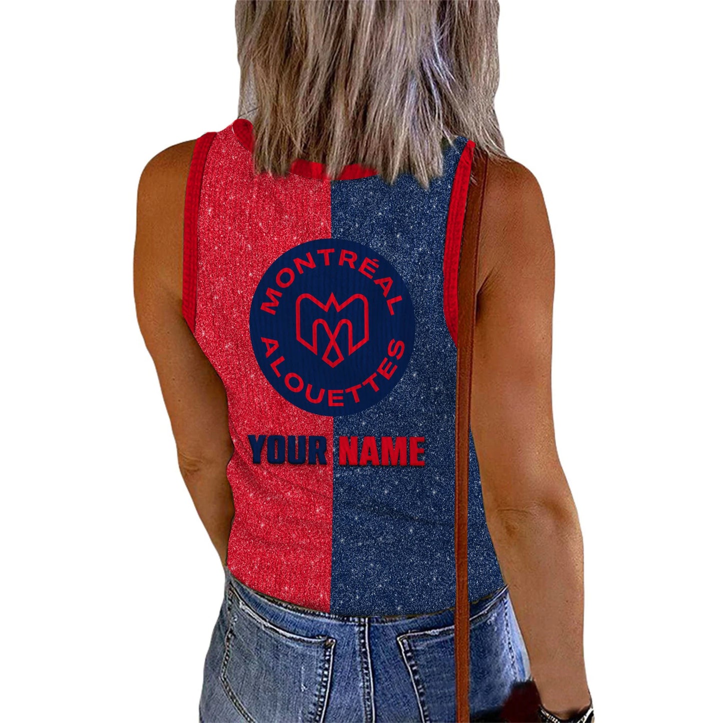 [FAN EXCLUSIVE] NEW CUSTOMIZED CFL01 MTL MONTREAL ALOUETTES WOMEN'S V-NECK TANK TOP