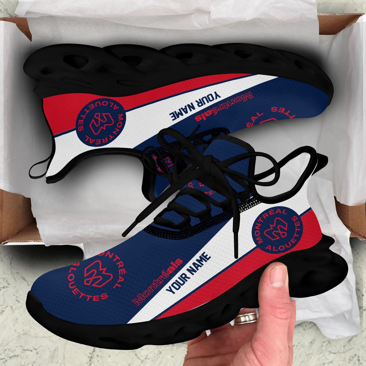 [FAN EXCLUSIVE] NEW CUSTOMIZED CFL01 MTL MONTREAL ALOUETTES MAX SOUL SHOES