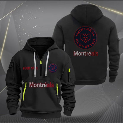 [FAN EXCLUSIVE] NEW CUSTOMIZED CFL01 MTL MONTREAL ALOUETTES MUTICOLOR QUARTER ZIP HOODIE