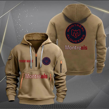 [FAN EXCLUSIVE] NEW CUSTOMIZED CFL01 MTL MONTREAL ALOUETTES MUTICOLOR QUARTER ZIP HOODIE