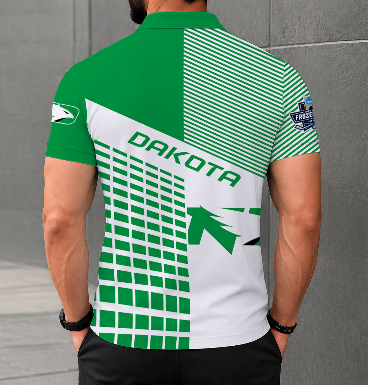 LIMITED EDITION - NEW CUSTOMIZED NCAA MFF01 NFH NORTH DAKOTA FIGHTING HAWKS POLO SHIRT