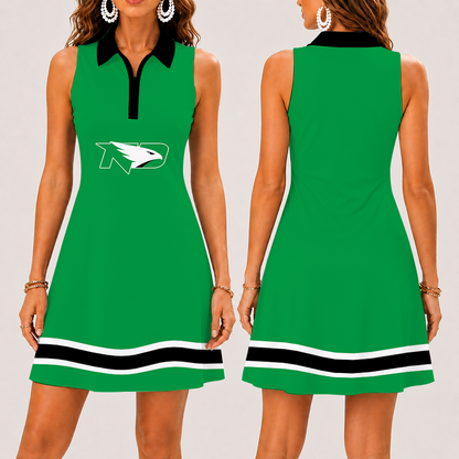 [FAN FAVORITE] NEW CUSTOMIZED NCAA MFF01 NFH NORTH DAKOTA FIGHTING HAWKS WOMEN'S ZIP SLEEVELESS POLO DRESS