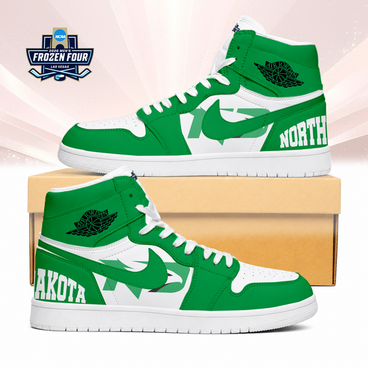 LIMITED EDITION - NEW CUSTOMIZED NCAA MFF01 NFH NORTH DAKOTA FIGHTING HAWKS AIR JORDAN SNEAKERS