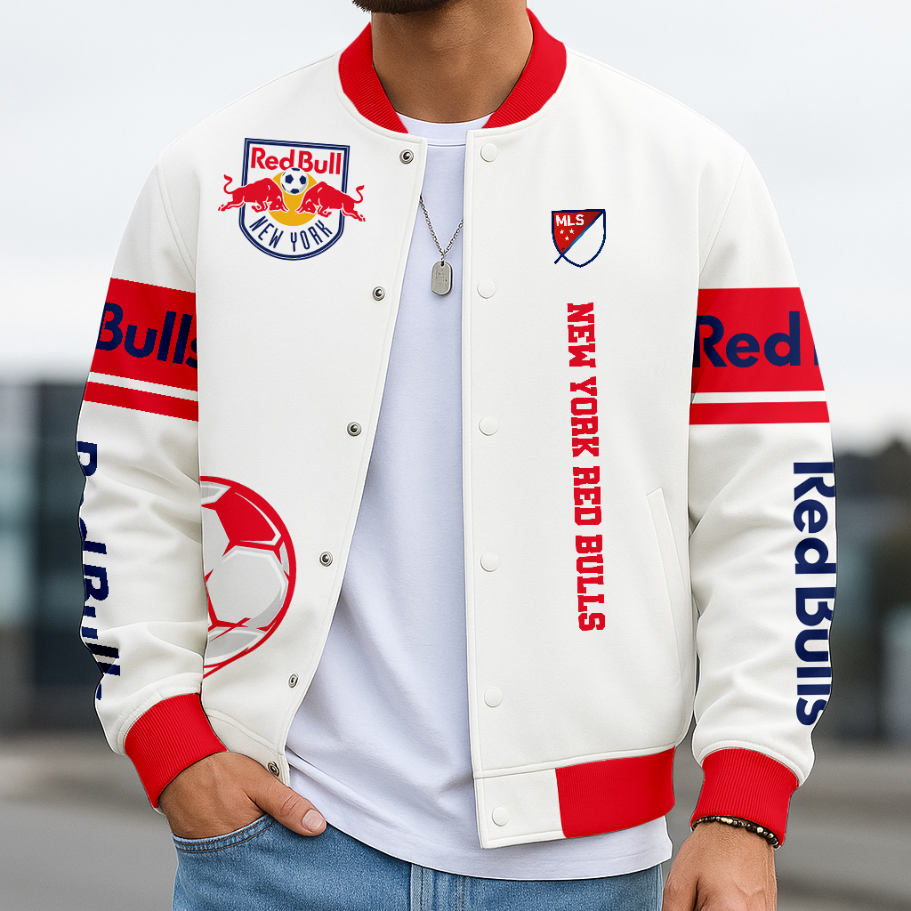 TOP SELLING - NEW CUSTOMIZED MLS01 NRB NY RED BULLS SATIN VARSITY & BASEBALL JACKET