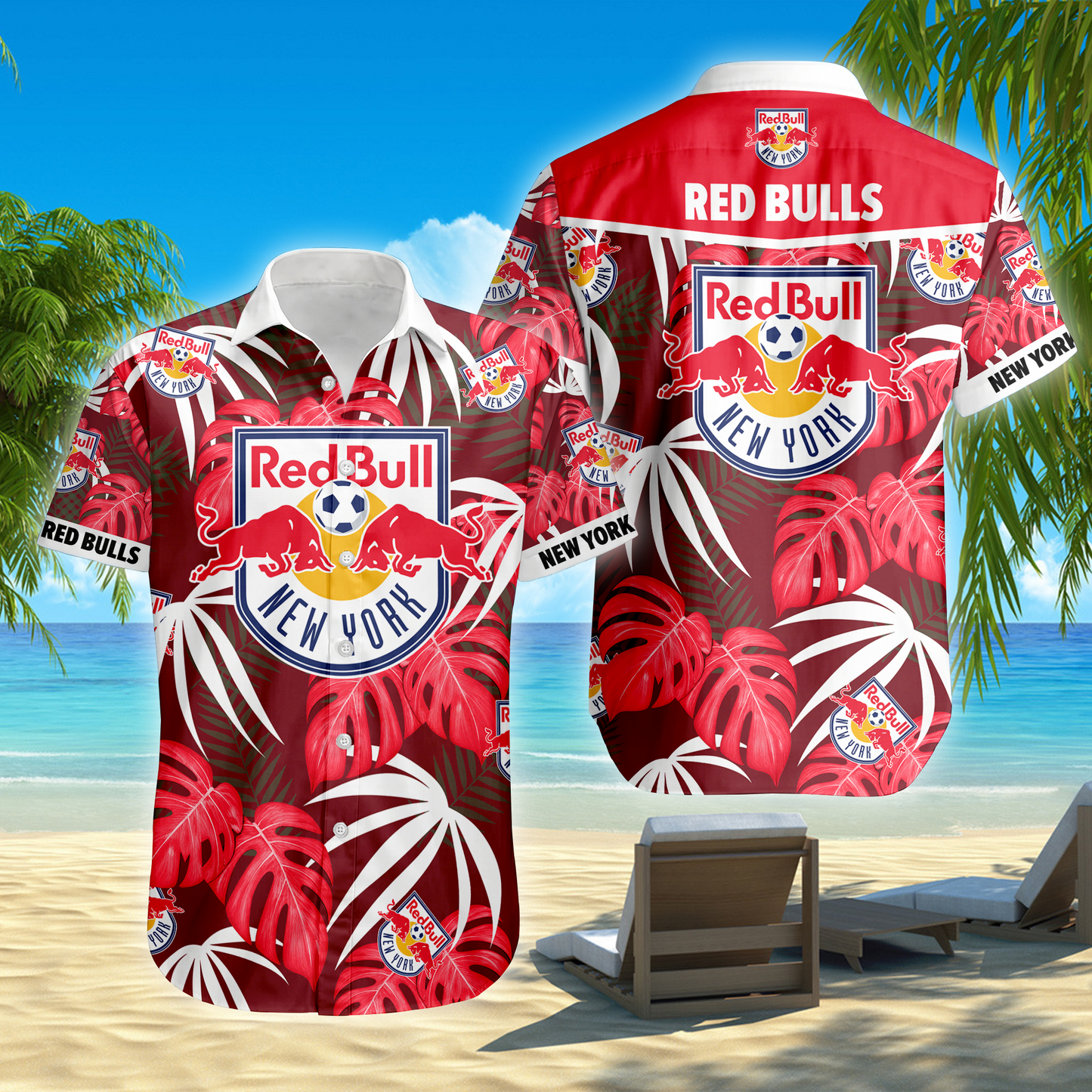 ENDING TODAY - NEW CUSTOMIZED MLS01 NRB NEW YORK RED BULLS UNISEX HAWAIIAN SHIRT