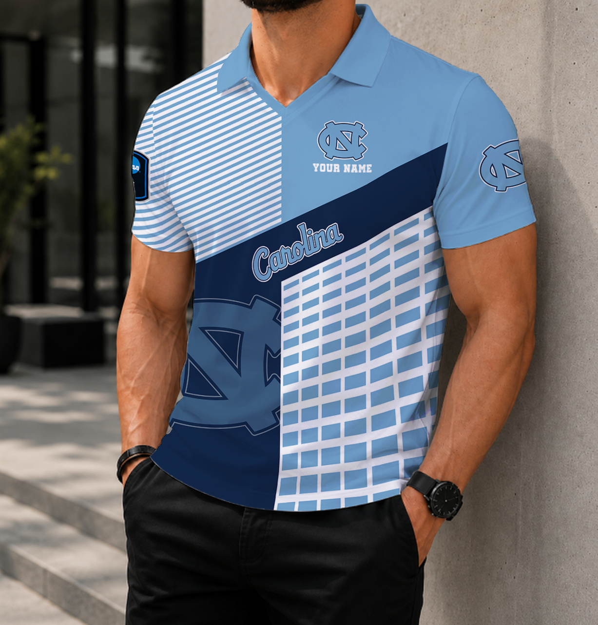 LIMITED EDITION - NEW CUSTOMIZED NCAA CFH01 NTH NORTH CAROLINA TAR HEELS POLO SHIRT