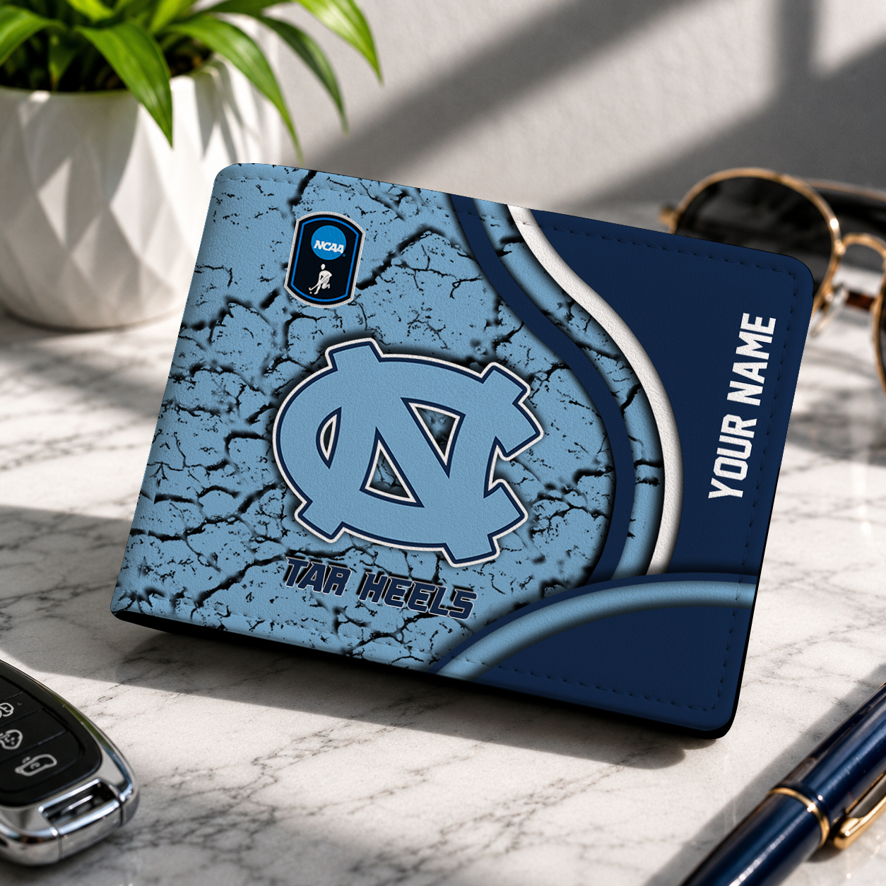VIRAL EDITION - NEW CUSTOMIZED NCAA CFH01 NTH NORTH CAROLINA TAR HEELS LEATHER WALLET