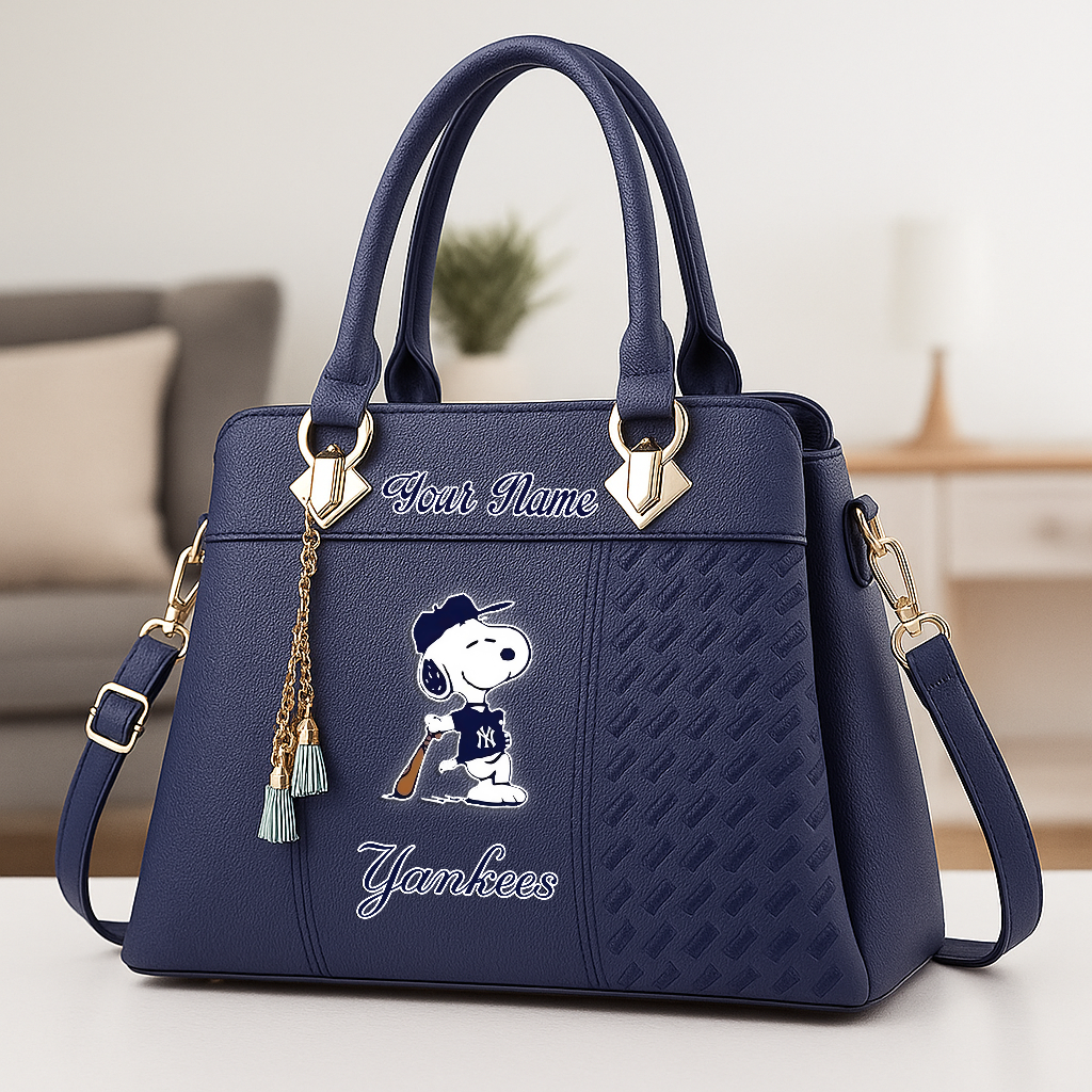 LIMITED EDITION - NEW CUSTOMIZED MLB01 NYY NEW YORK YANKEES ZIP HANDBAG MULTICOLOR