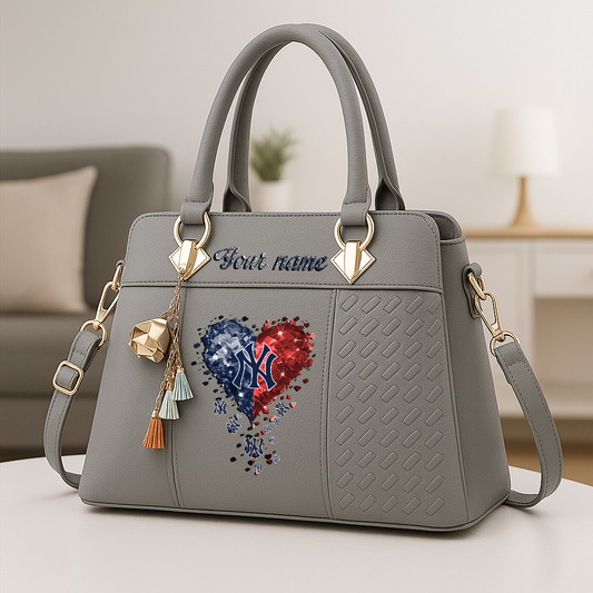 LIMITED EDITION - NEW CUSTOMIZED MLB01 NYY NEW YORK YANKEES ZIP HANDBAG MULTICOLOR