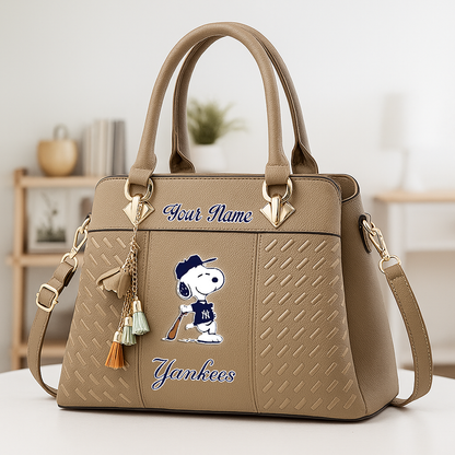LIMITED EDITION - NEW CUSTOMIZED MLB01 NYY NEW YORK YANKEES ZIP HANDBAG MULTICOLOR