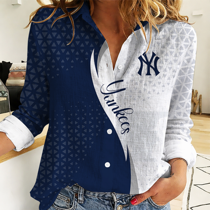 LIMITED EDITION - NEW CUSTOMIZED MLB01 NYY NEW YORK YANKEES WOMEN CASUAL SHIRT