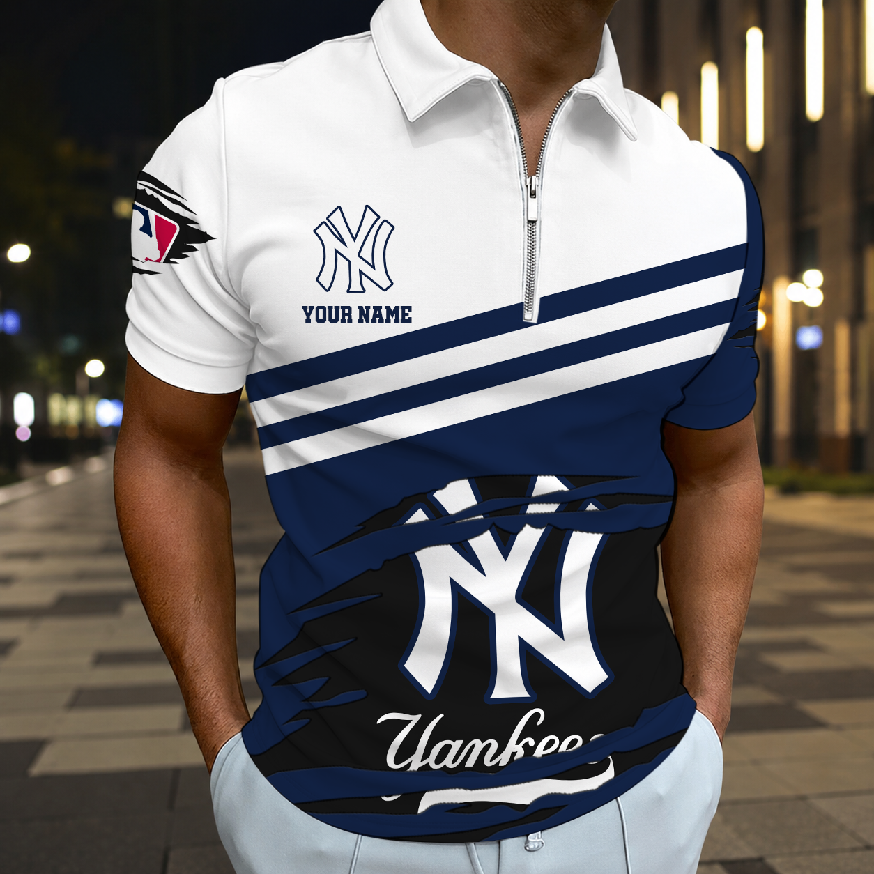 EXCLUSIVE EDITION - NEW CUSTOMIZED MLB01 NYY NEW YORK YANKEES T-SHIRT, POLO SHIRT, ZIP POLO SHIRT, SWEATSHIRT, HOODIE & ZIP HOODIE