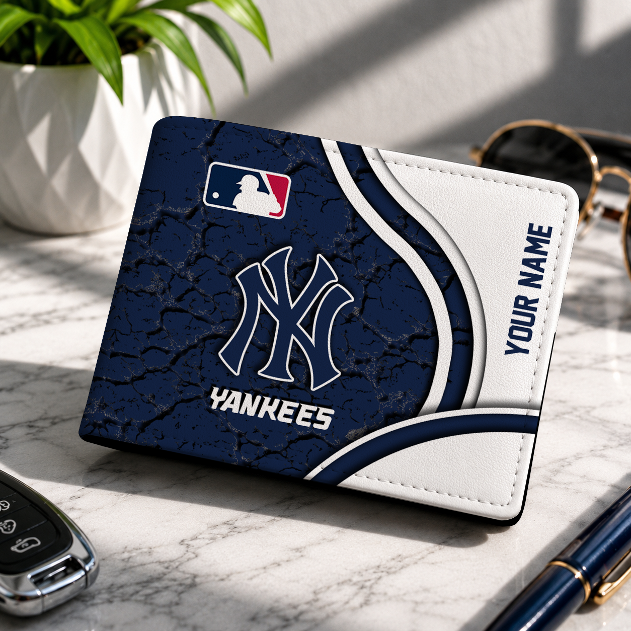 LIMITED EDITION - NEW CUSTOMIZED MLB01 NYY NEW YORK YANKEES LEATHER WALLET