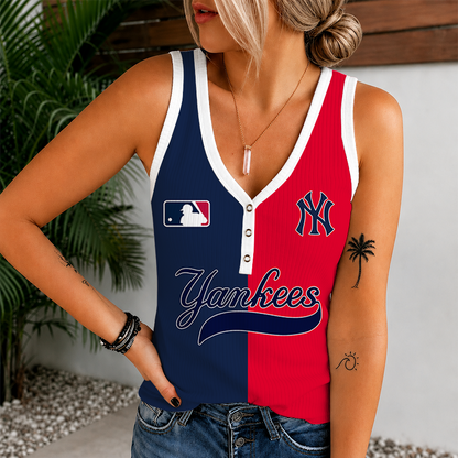 [FLASH SALE] NEW CUSTOMIZED MLB01 NYY NEW YORK YANKEES WOMEN'S V-NECK TANK TOP