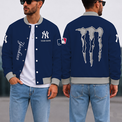 SPECIAL EDITION - NEW CUSTOMIZED MLB01 NYY NEW YORK YANKEES SATIN VARSITY & BASEBALL JACKET