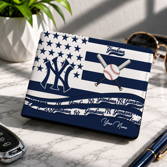 LIMITED EDITION - NEW CUSTOMIZED MLB01 NYY NEW YORK YANKEES LEATHER WALLET