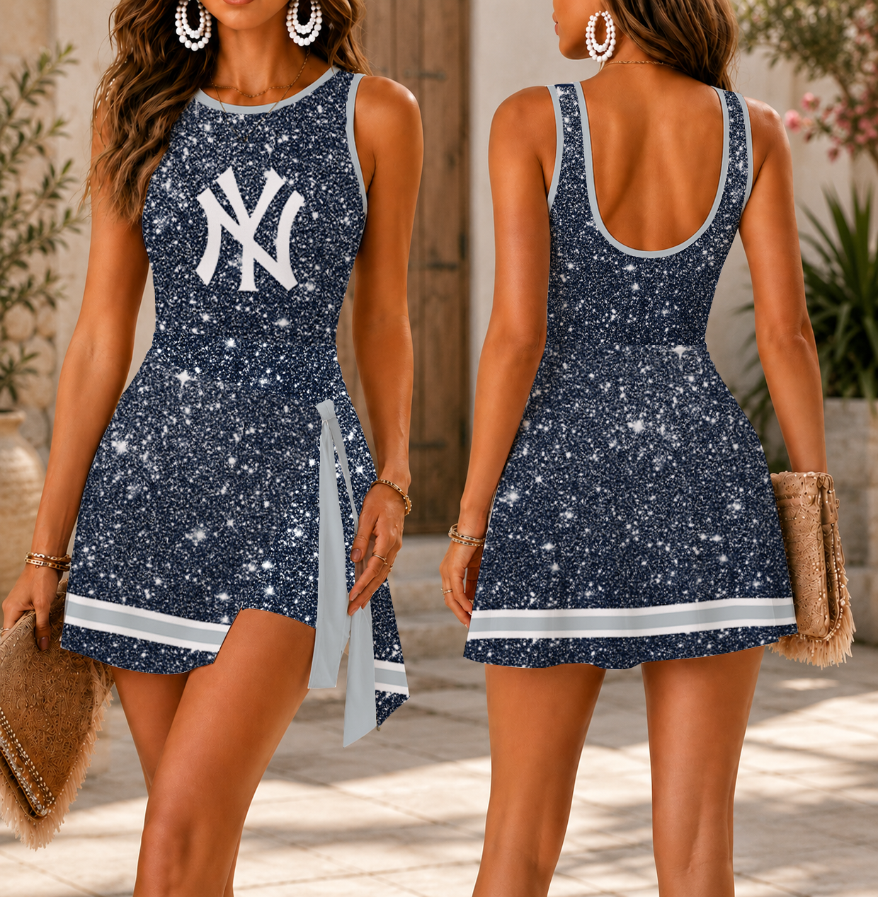 LIMITED EDITION - NEW CUSTOMIZED MLB01 NYY NEW YORK YANKEES WOMEN'S SUMMER SKORT DRESS