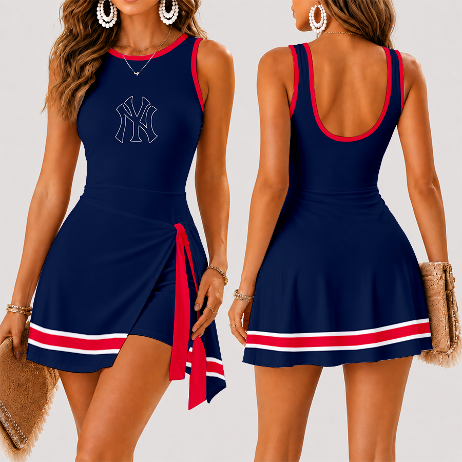 [FLASH SALE] NEW CUSTOMIZED MLB01 NYY NEW YORK YANKEES WOMEN'S SUMMER SKORT DRESS