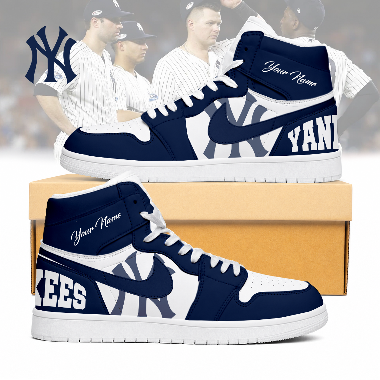 LIMITED EDITION - NEW CUSTOMIZED MLB01 NYY NEW YORK YANKEES AIR JORDAN SNEAKERS