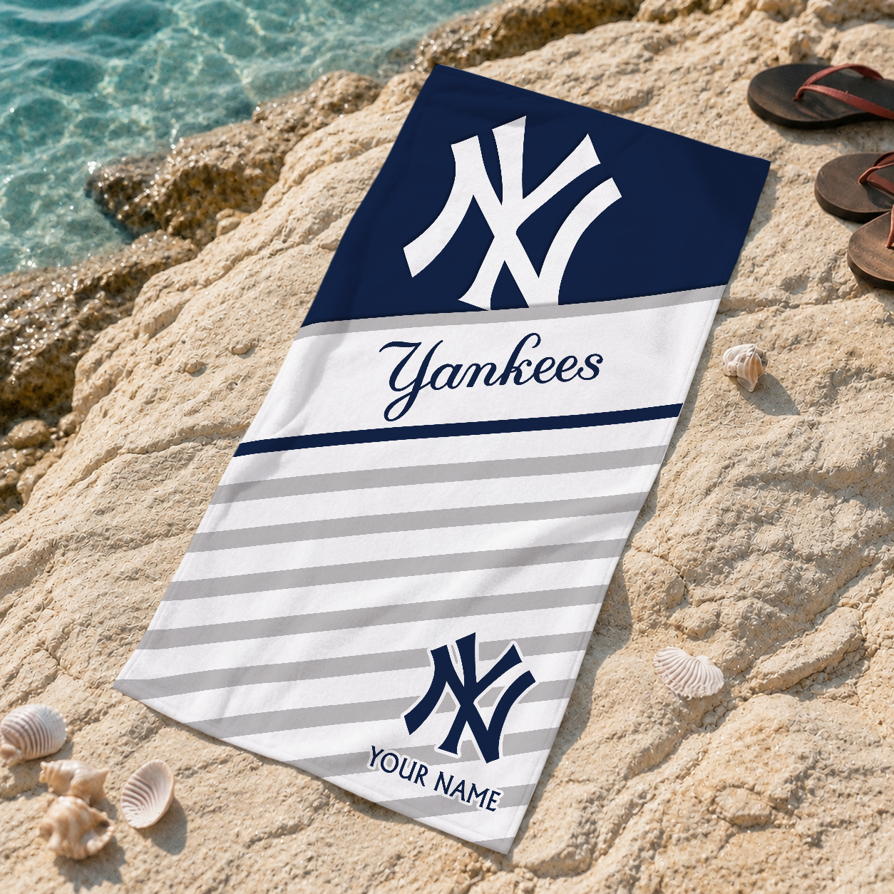 HOT DEAL - NEW CUSTOMIZED MLB01 NYY NEW YORK YANKEES BEACH TOWEL FOR FAN