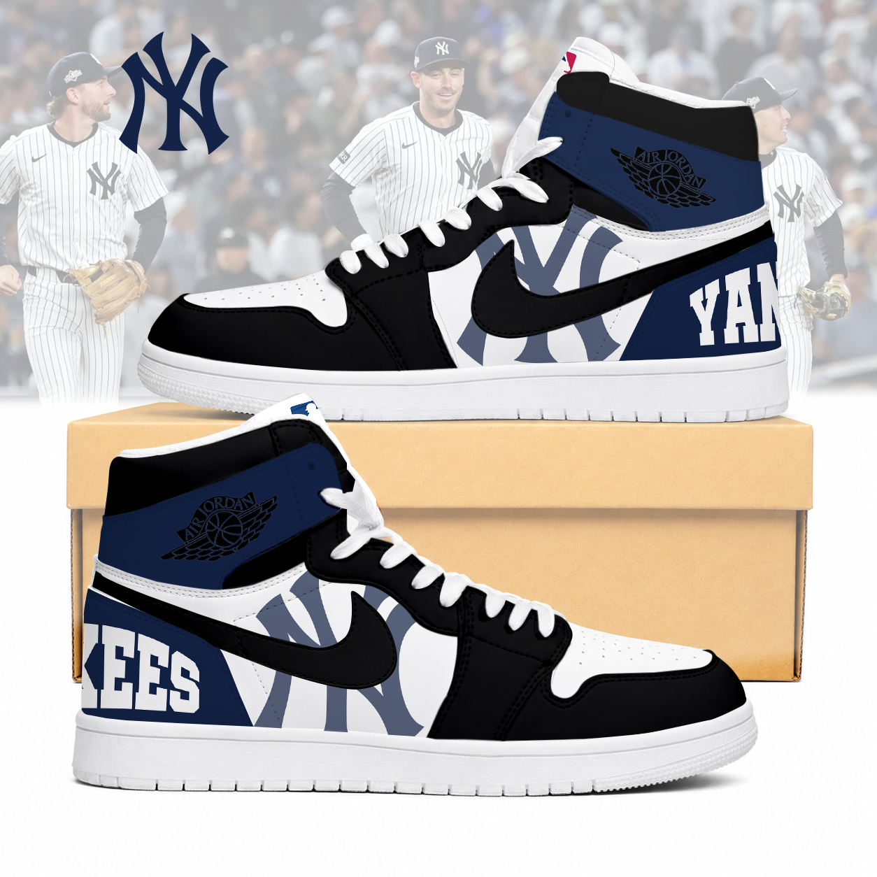 LIMITED EDITION - NEW CUSTOMIZED MLB01 NYY NEW YORK YANKEES AIR JORDAN SNEAKERS