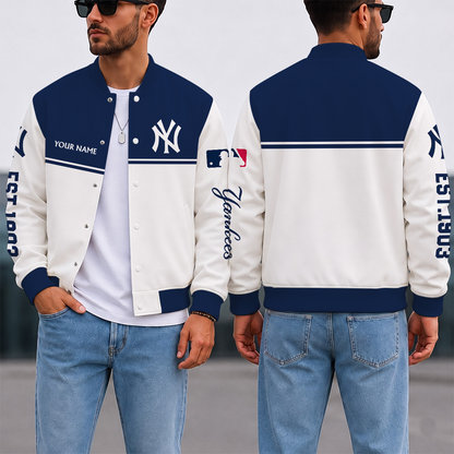 SPECIAL EDITION - NEW CUSTOMIZED MLB01 NYY NEW YORK YANKEES SATIN VARSITY & BASEBALL JACKET