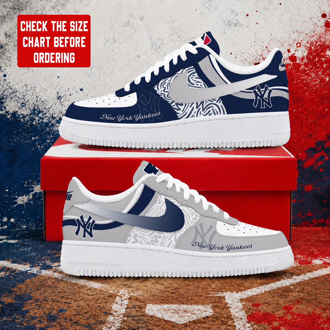 LIMITED EDITION - NEW CUSTOMIZED MLB01 NYY NEW YORK YANKEES AF1 SHOES
