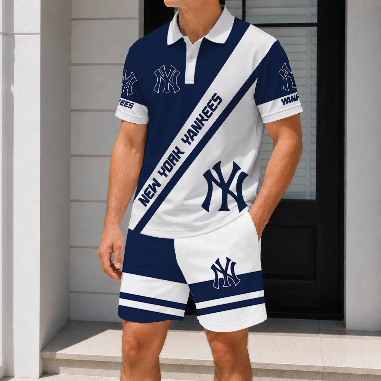 LIMITED EDITION - NEW CUSTOMIZED MLB01 NYY NEW YORK YANKEES POLO & SHORT PANTS SET