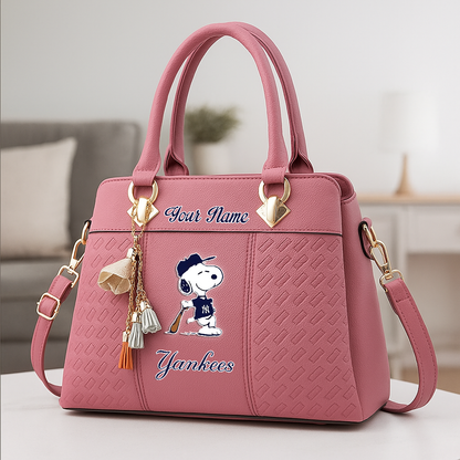LIMITED EDITION - NEW CUSTOMIZED MLB01 NYY NEW YORK YANKEES ZIP HANDBAG MULTICOLOR