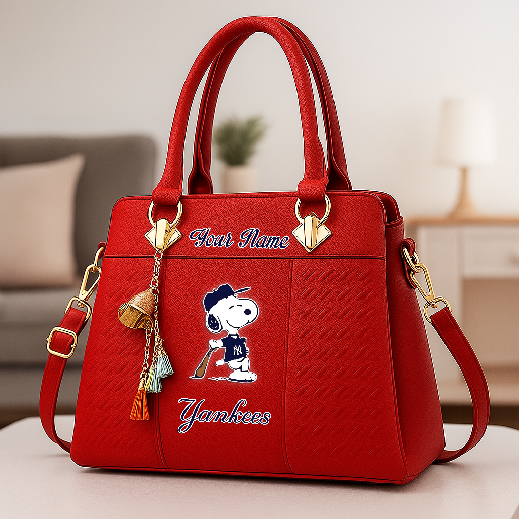 LIMITED EDITION - NEW CUSTOMIZED MLB01 NYY NEW YORK YANKEES ZIP HANDBAG MULTICOLOR