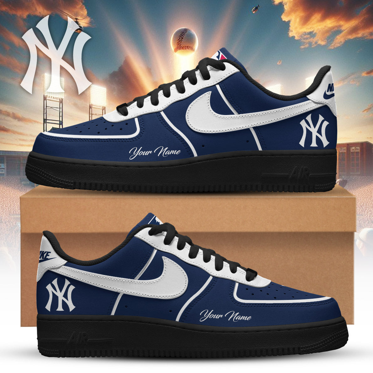 LIMITED EDITION - NEW CUSTOMIZED MLB01 NYY NEW YORK YANKEES AF1 SNEAKERS