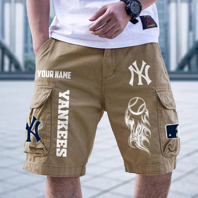 [FLASH SALE] NEW CUSTOMIZED MLB01 NYY NEW YORK YANKEES MEN'S CARGO SHORTS