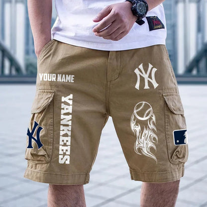 [FLASH SALE] NEW CUSTOMIZED MLB01 NYY NEW YORK YANKEES MEN'S CARGO SHORTS