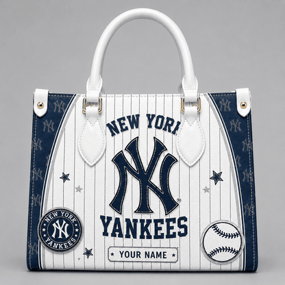 [FLASH SALE] NEW CUSTOMIZED MLB01 NYY NEW YORK YANKEES LEATHER HANDBAG