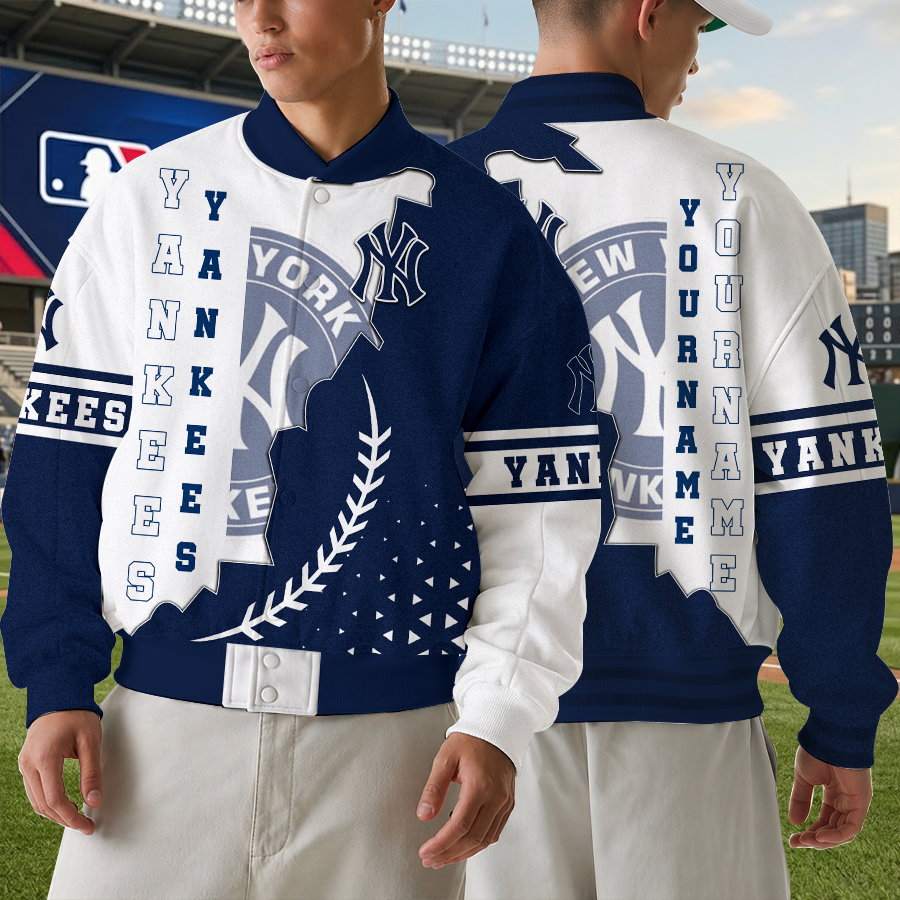 [FLASH SALE] NEW CUSTOMIZED MLB01 NYY NEW YORK YANKEES SATIN VARSITY & BASEBALL JACKET