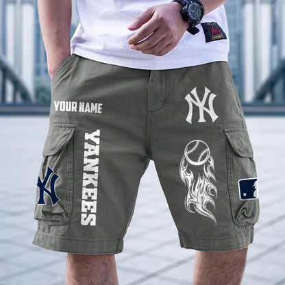 [FLASH SALE] NEW CUSTOMIZED MLB01 NYY NEW YORK YANKEES MEN'S CARGO SHORTS