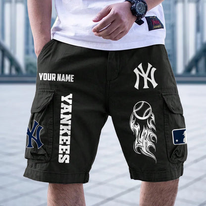 [FLASH SALE] NEW CUSTOMIZED MLB01 NYY NEW YORK YANKEES MEN'S CARGO SHORTS