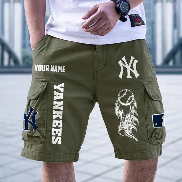 [FLASH SALE] NEW CUSTOMIZED MLB01 NYY NEW YORK YANKEES MEN'S CARGO SHORTS