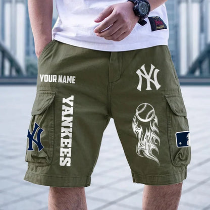 [FLASH SALE] NEW CUSTOMIZED MLB01 NYY NEW YORK YANKEES MEN'S CARGO SHORTS