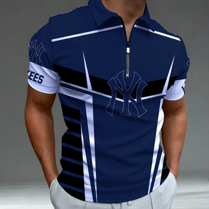[FLASH SALE] NEW CUSTOMIZED MLB01 NYY NEW YORK YANKEES ZIP POLO SHIRT